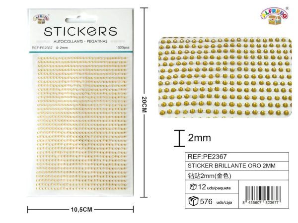 Pegatinas brillantes doradas 2 mm, 1020 piezas 10 x 20 cm - Decoración
