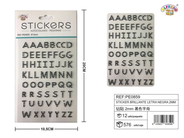 Pegatinas brillantes letras negras 2 mm 10 x 20 cm - Decoración