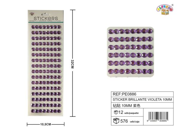 Pegatinas brillantes moradas 10 mm 10,5x32 cm - Adornos decorativos