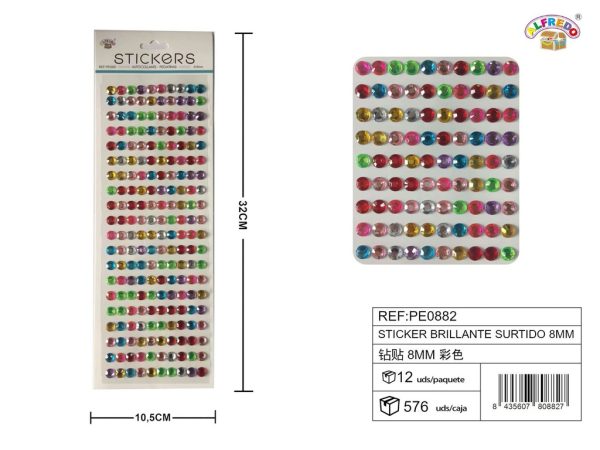 Pegatinas brillantes surtidas 8mm 10,5x32cm para manualidades