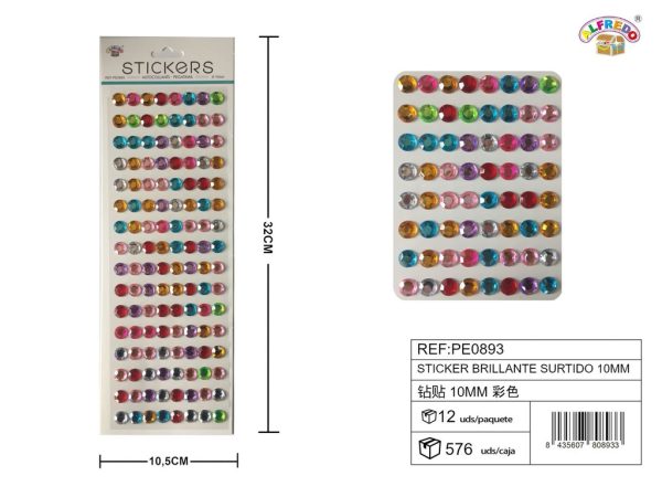 Pegatinas brillantes surtido 10 mm 10,5x32 cm - Adornos decorativos