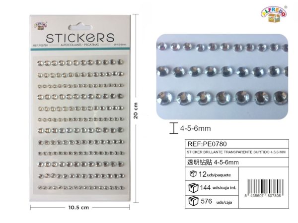 Pegatinas brillantes transparentes surtido 4,5,6 mm - Adornos decorativos