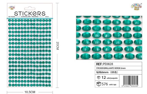 Pegatinas brillantes verdes 6 mm 10 x 20 cm - Decoración