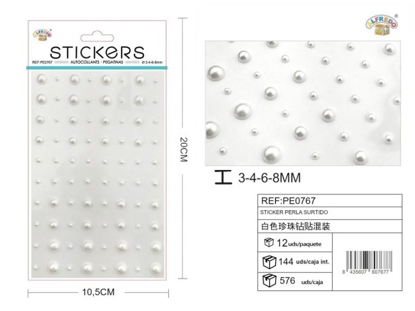 Pegatinas de perla surtido 80 pcs 10,5x20 cm - Adornos decorativos - Imagen 2