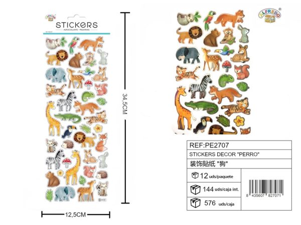 Pegatinas decorativas "Animales" 12.5x34.5cm - Decoraciones infantiles