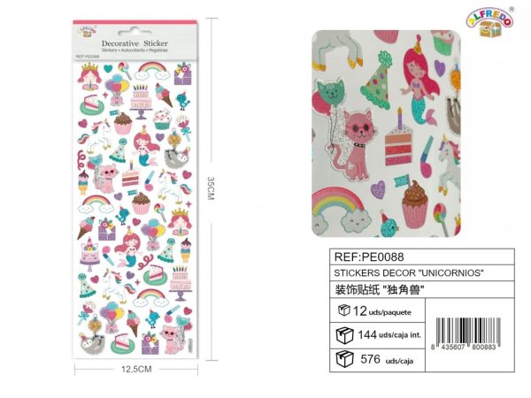 Pegatinas decorativas "Unicornios" 12.5x35cm - Decoraciones infantiles