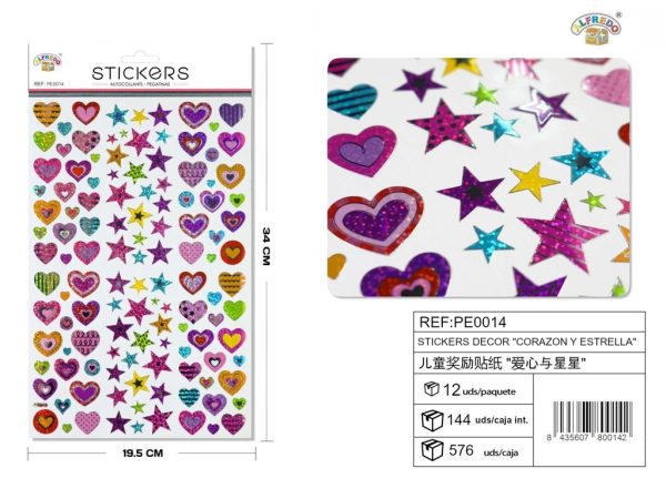 Pegatinas decorativas "corazón y estrella" 19.5x34cm para manualidades