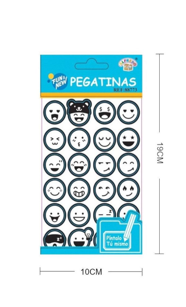 Pegatinas emoticonos - Píntalo Tú 10 x 19 cm - Decoración