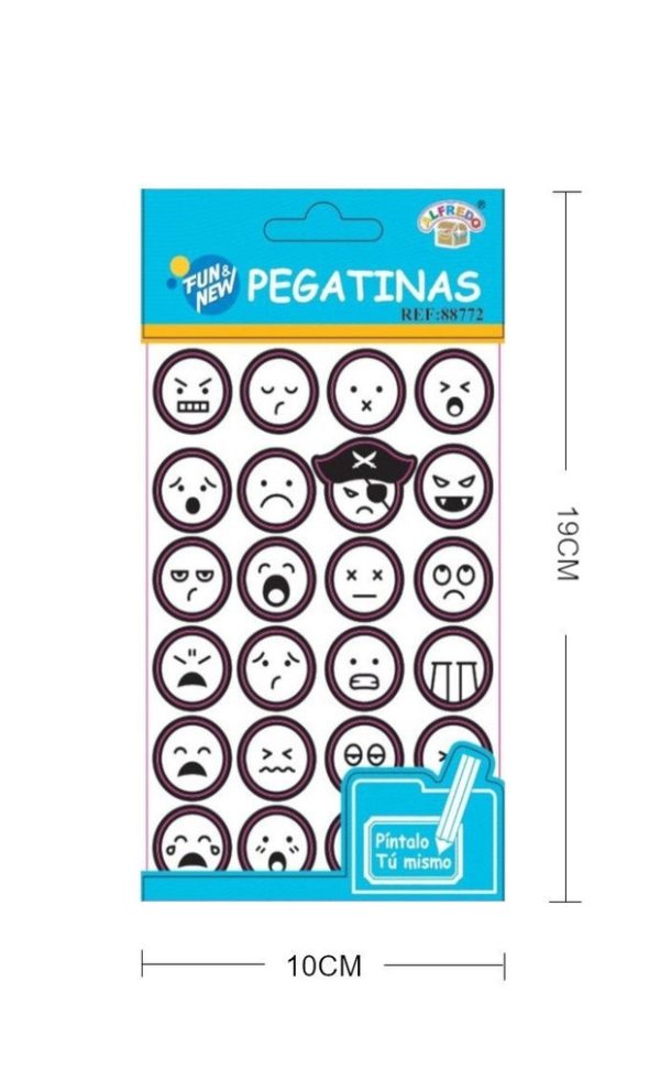 Pegatinas emoticonos - Píntalo Tú 10 x 19 cm - Decoración - Imagen 2