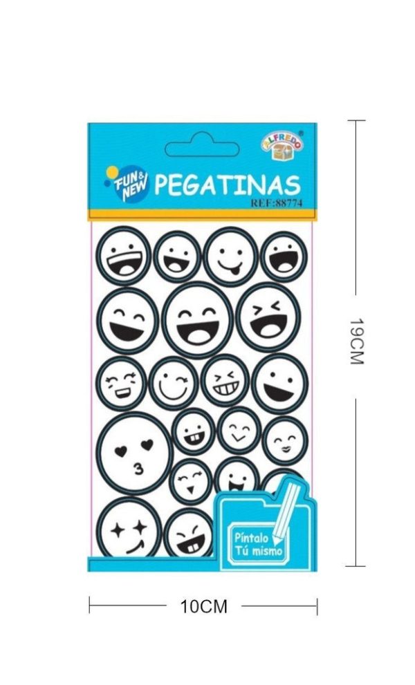 Pegatinas emoticonos - Píntalo Tú 10 x 19 cm - Decoración - Imagen 3