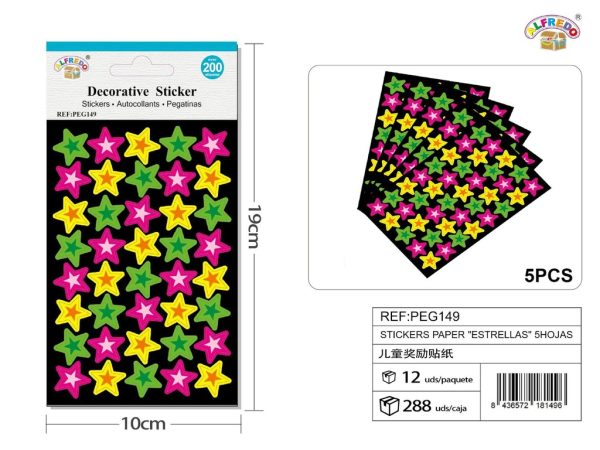Pegatinas papel "Estrellitas" 5 hojas 10 x 19 cm - Decoración