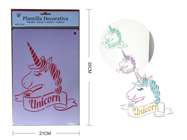 Plantilla decorativa "Unicornio" 21x35 cm - Plantillas decorativas