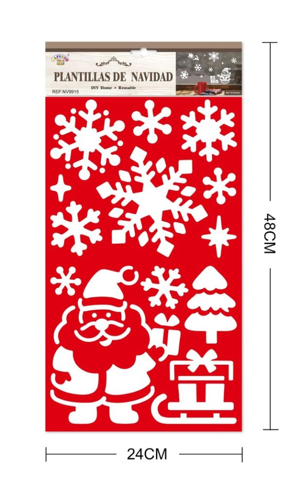 Plantillas de Navidad "Santa Claus con copo de nieve" 24x48cm - Decoración navideña