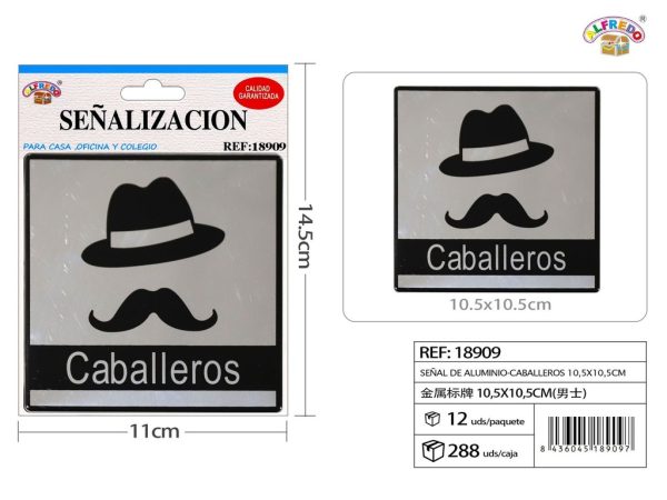 Señal de Aluminio-Caballeros 10.5X10.5CM - Placa metálica decorativa
