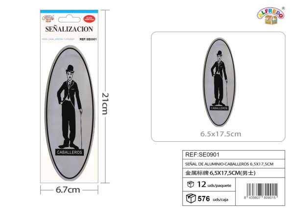 Señal de Aluminio-Caballeros 6.5X17.5CM - Placa metálica decorativa