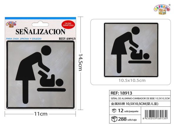 Señal de Aluminio-Cambiador de Bebé 10.5X10.5CM - Placa metálica decorativa