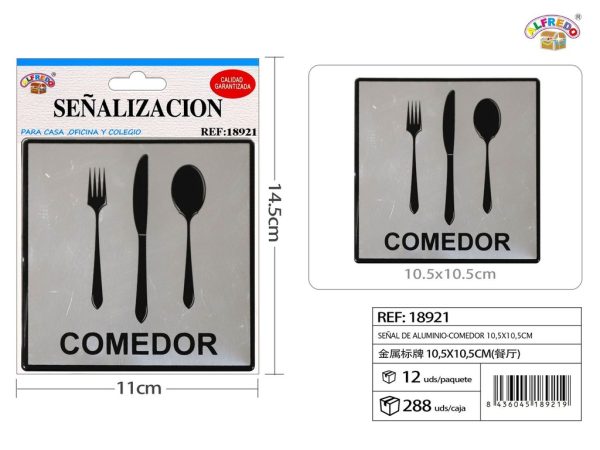 Señal de Aluminio-Comedor 10.5X10.5CM - Placa metálica decorativa