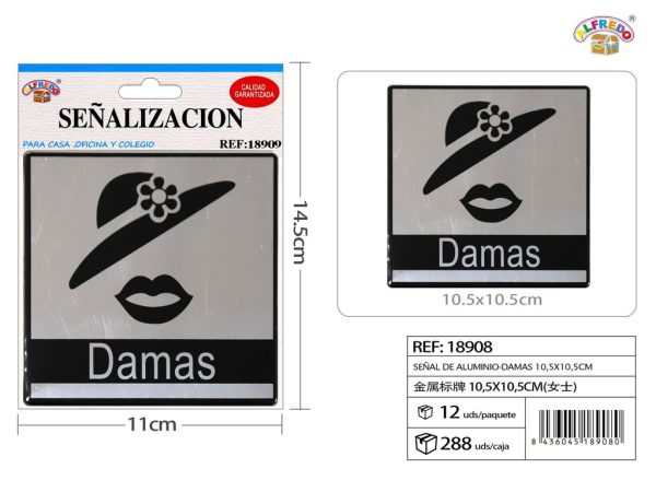 Señal de Aluminio-Damas 10.5X10.5CM - Placa metálica decorativa