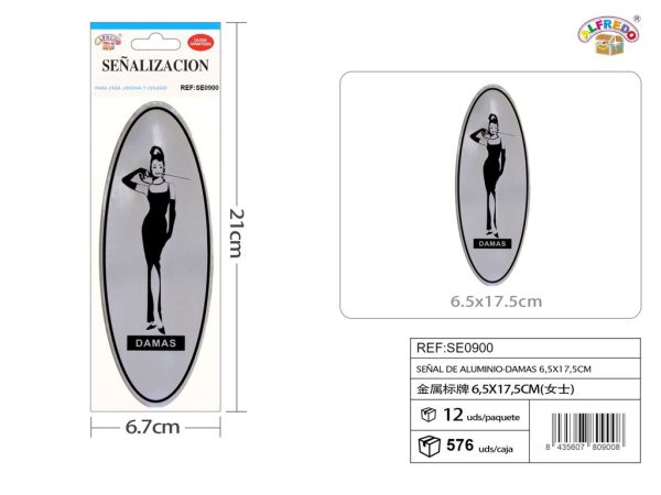 Señal de Aluminio-Damas 6.5X17.5CM - Placa metálica decorativa