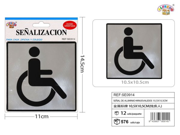 Señal de Aluminio-Minúsvalidos 10.5X10.5CM - Placa metálica decorativa