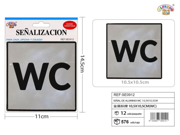 Señal de Aluminio-WC 10.5X10.5CM - Placa metálica decorativa