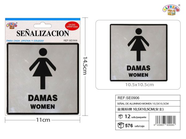 Señal de Aluminio-Women 10.5X10.5CM - Placa metálica decorativa