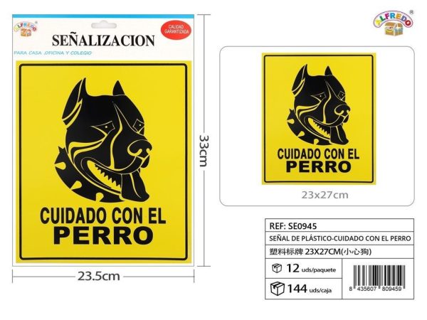 Señal de PVC cuidado con el perro 23.5x33 cm - Señalización