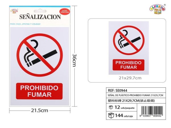 Señal de PVC-Prohibido fumar 21.5 x 36 cm - Señales de PVC