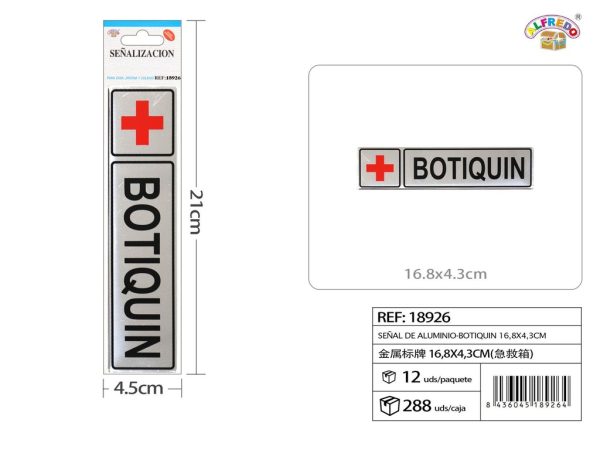 Señal de aluminio - BOTIQUÍN 16.8 x 4.3 cm - Etiquetas metálicas - Imagen 2
