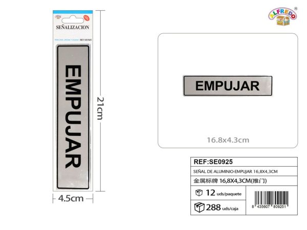Señal de aluminio - EMPUJAR - Etiquetas metálicas