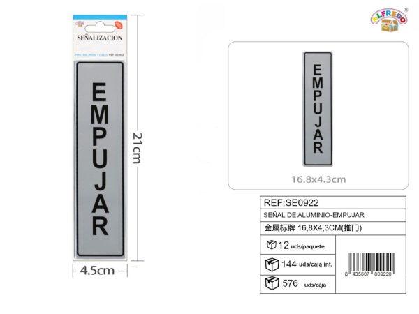 Señal de aluminio - EMPUJAR - Etiquetas metálicas - Imagen 2