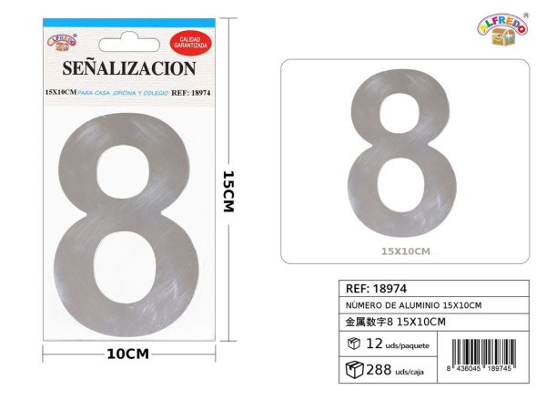 Señal de aluminio - Número 8 15x10cm - Señales decorativas
