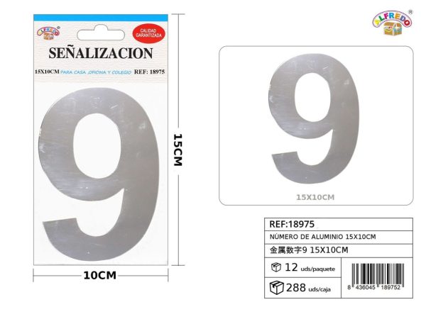 Señal de aluminio - Número 9 15x10cm - Señales decorativas