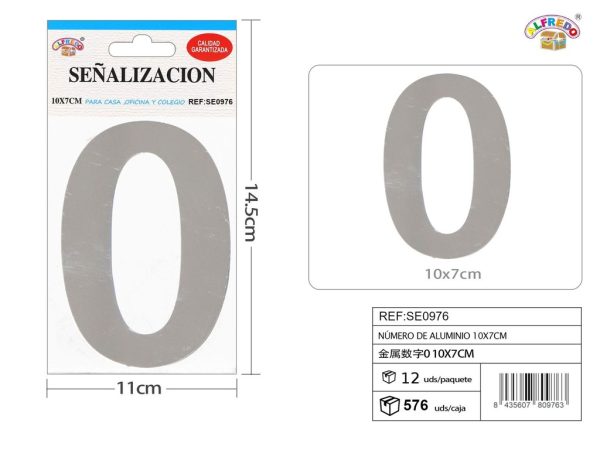 Señal de aluminio número 0 10X7 cm - Señales de metal