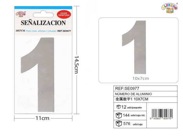 Señal de aluminio número 1 10X7 cm - Señales de metal
