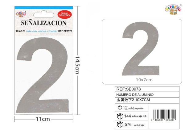 Señal de aluminio número 2 10X7 cm - Señales de metal