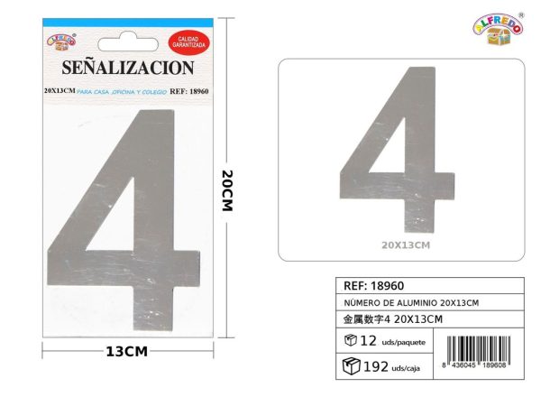 Señal de aluminio número 4 20x13cm - Señalización