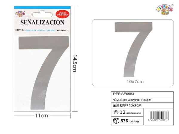 Señal de aluminio número 7 10X7 cm - Señales de metal