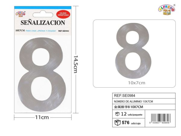 Señal de aluminio número 8 10X7 cm - Señales de metal