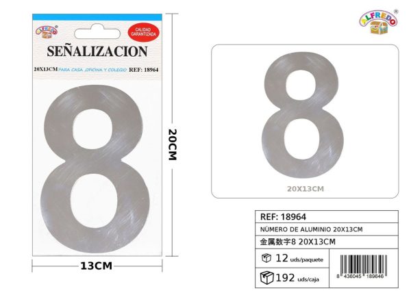 Señal de aluminio número 8 20x13cm - Señalización