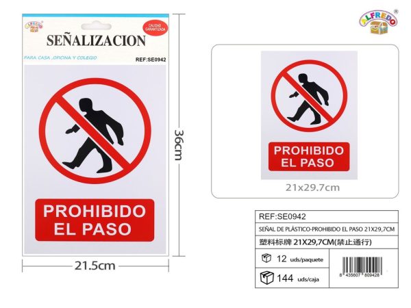 Señal de plástico-Prohibido el paso 21 x 29.7 cm - Señales de PVC