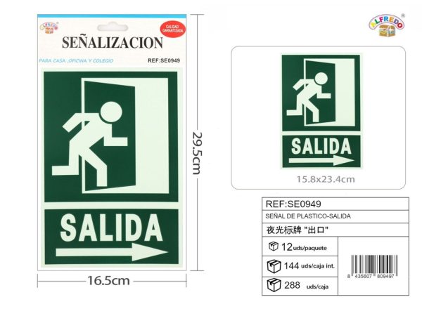 Señal de plástico-Salida 15.8 x 23.4 cm - Señales de PVC