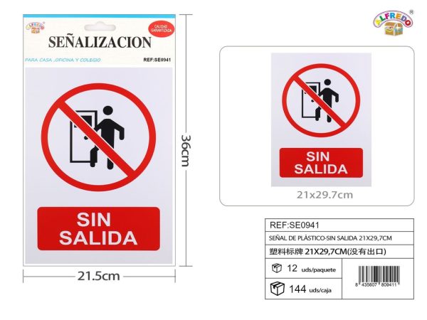 Señal de plástico-Sin salida 21 x 29.7 cm - Señales de PVC
