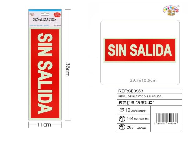 Señal de plástico-Sin salida 29.7 x 10.5 cm - Señales de PVC