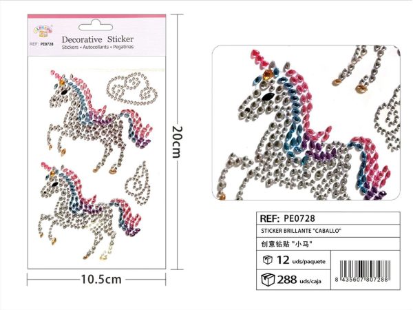 Sticker Brillante "Caballo" 10.5x20 cm - Pegatinas de diamantes y perlas