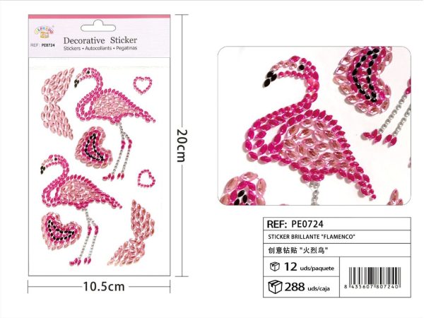 Sticker Brillante "Flamenco" 10.5x20 cm - Pegatinas de diamantes y perlas