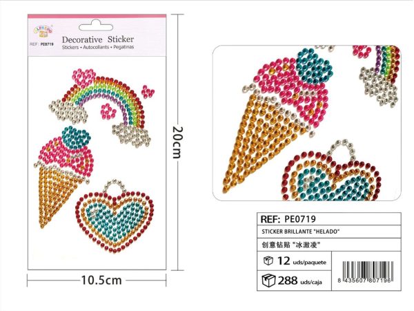 Sticker Brillante "Helado" 10.5x20 cm - Pegatinas de diamantes y perlas