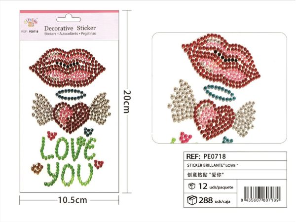 Sticker Brillante "Love" 10.5x20 cm - Pegatinas de diamantes y perlas