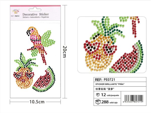 Sticker Brillante "Piña" 10.5x20 cm - Pegatinas de diamantes y perlas