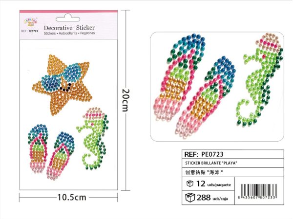 Sticker Brillante "Playa" 10.5x20 cm - Pegatinas de diamantes y perlas